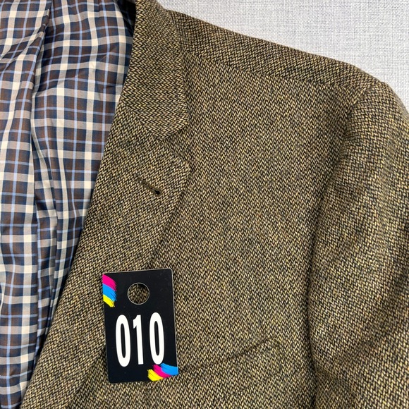 Jos A Bank 1905 Wool Tweed Sport Coat Blazer Men 48R Brown Elbow Patch Academia